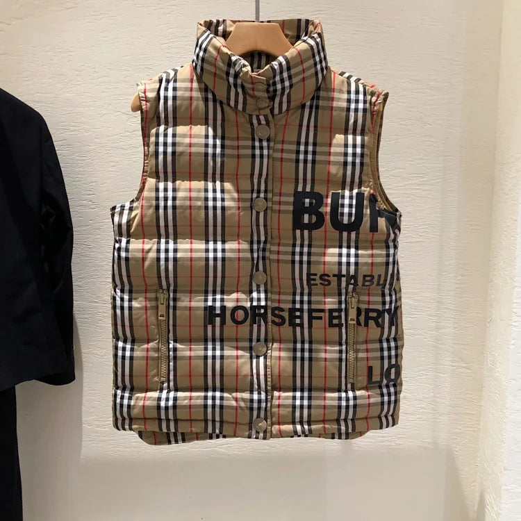 Padded checked gilet