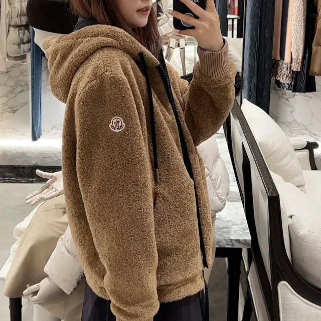 Teddy-Fleece-Kapuzenjacke mit Reißverschluss