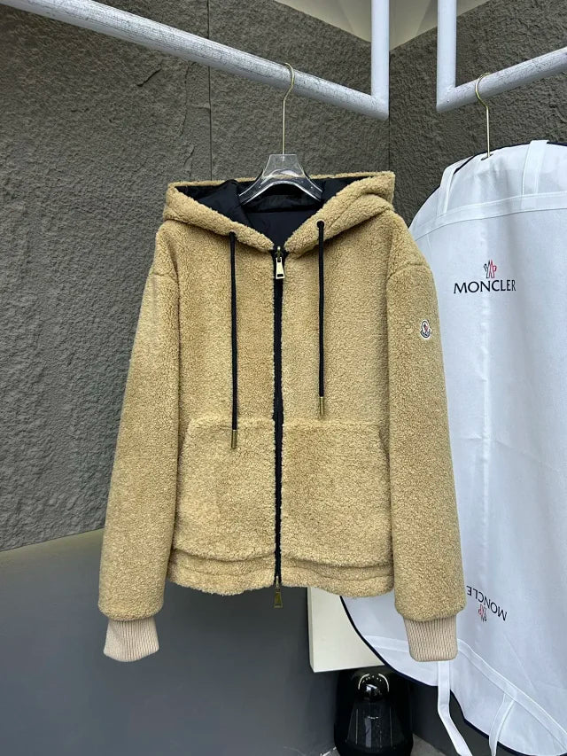 Teddy-Fleece-Kapuzenjacke mit Reißverschluss