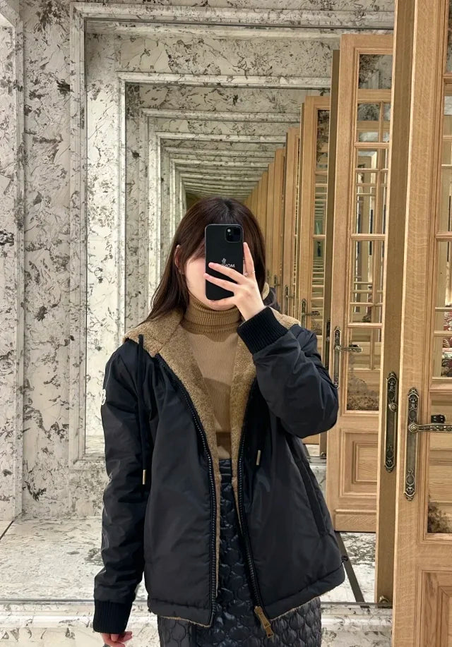 Teddy-Fleece-Kapuzenjacke mit Reißverschluss