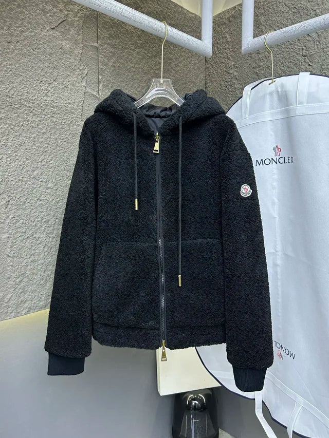 Teddy-Fleece-Kapuzenjacke mit Reißverschluss