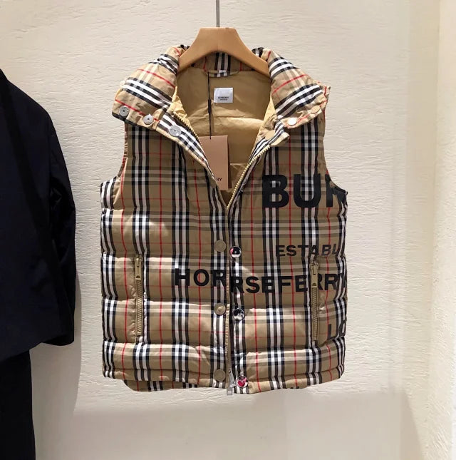 Padded checked gilet