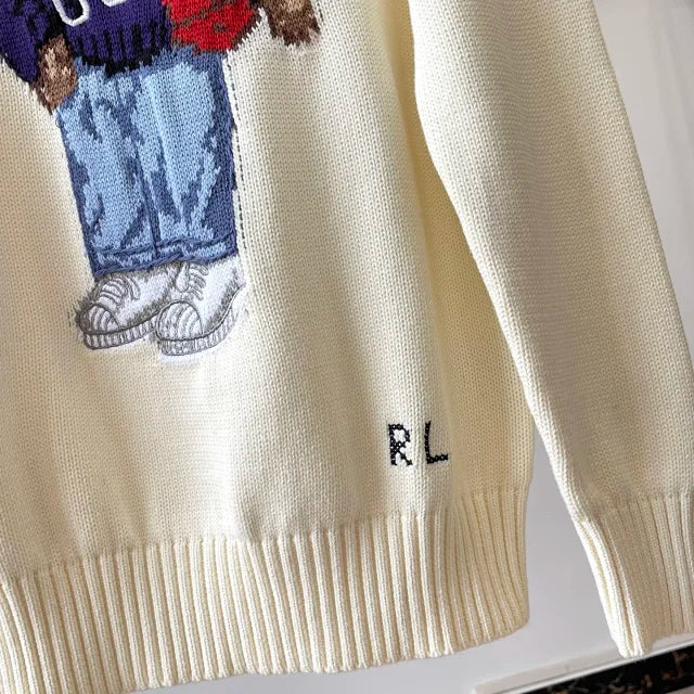 Strickpullover Cream USA Bear
