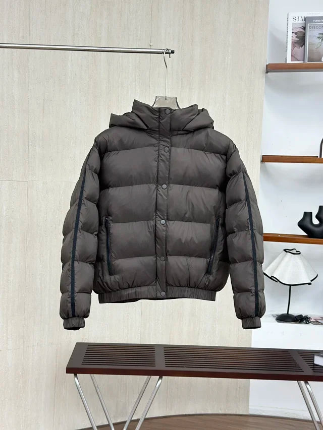 Down jacket with stripe detail