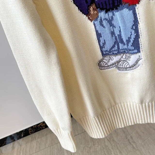 Strickpullover Cream USA Bear