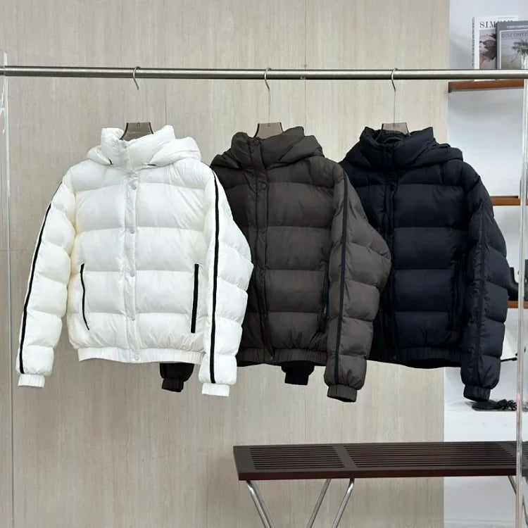 Down jacket with stripe detail