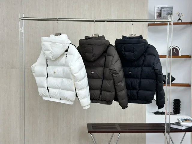 Down jacket with stripe detail